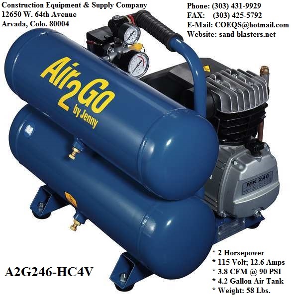 Jenny Model A2G246-HC4V 2-HP Electric Hand-Carry Portable Air Compressors