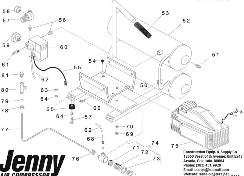 Jenny Model A2G246-HC4V 2-HP Electric Hand-Carry Portable Air Compressors