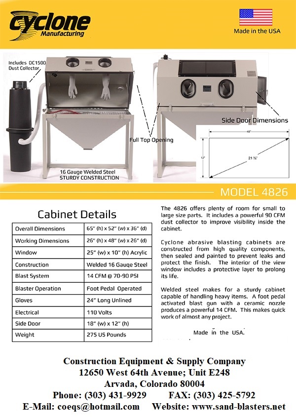 Cyclone Model 4826 48 Full Top Side Opening Foot Operated Blast