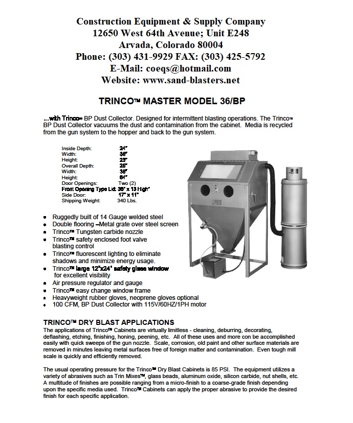 Trinco Master Model 36bp Suction Cabinet